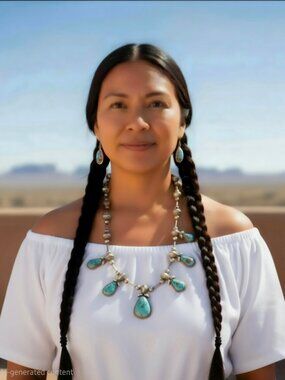 Vintage Native American Wampun and Turquoise Necklace